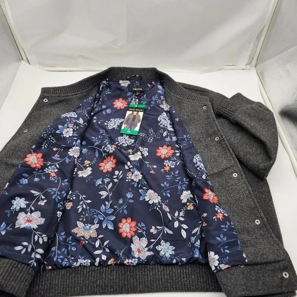 Well Worn Women's Bomber Style Jacket NWT Dark Smoke Grey Size XL Fall Winter - Picture 2 of 7